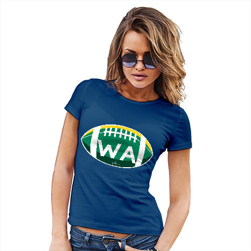 Novelty Tshirts Women WA Washington State Football Women's T-Shirt X-Large Royal Blue