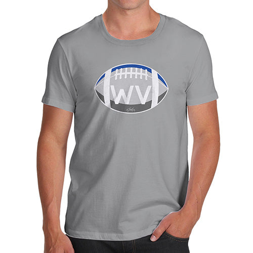 Mens Novelty T Shirt Christmas WV West Virginia State Football Men's T-Shirt Medium Light Grey