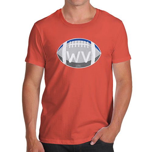 Mens Novelty T Shirt Christmas WV West Virginia State Football Men's T-Shirt X-Large Orange