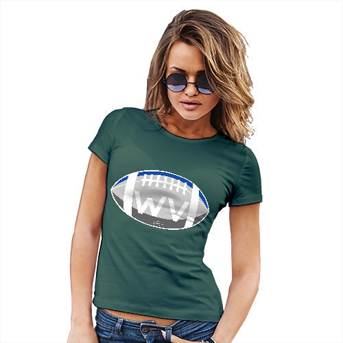 Womens Novelty T Shirt Christmas WV West Virginia State Football Women's T-Shirt Small Bottle Green