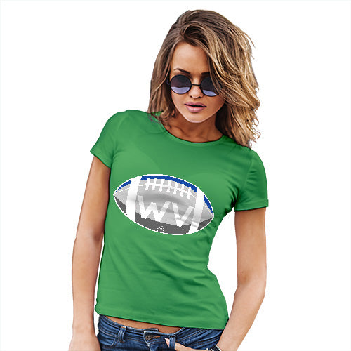Womens Novelty T Shirt WV West Virginia State Football Women's T-Shirt Large Green