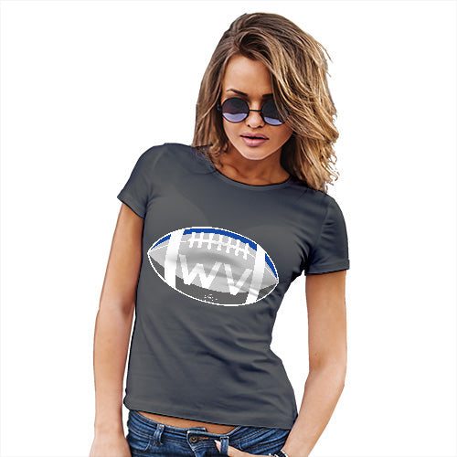 Novelty Tshirts Women WV West Virginia State Football Women's T-Shirt Large Dark Grey