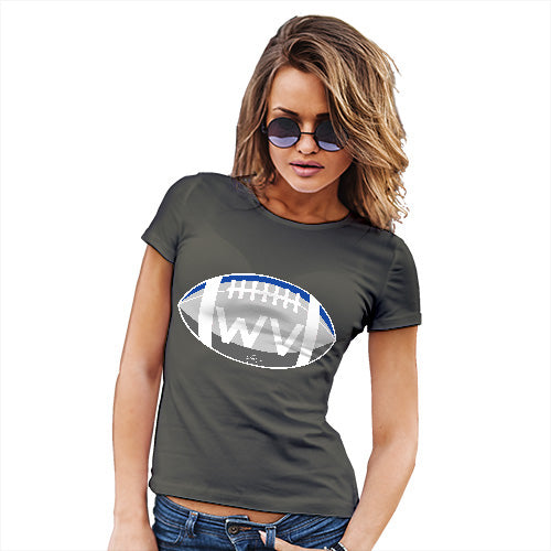 Womens Funny Sarcasm T Shirt WV West Virginia State Football Women's T-Shirt X-Large Khaki