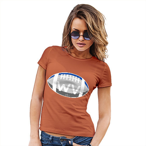 Womens Funny Tshirts WV West Virginia State Football Women's T-Shirt X-Large Orange