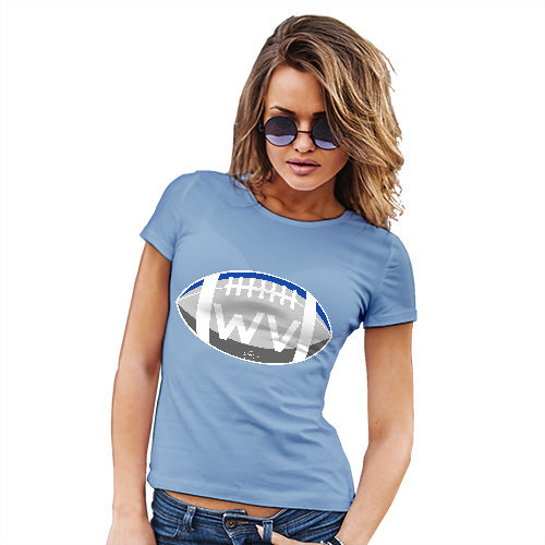 Funny Tshirts For Women WV West Virginia State Football Women's T-Shirt Medium Sky Blue