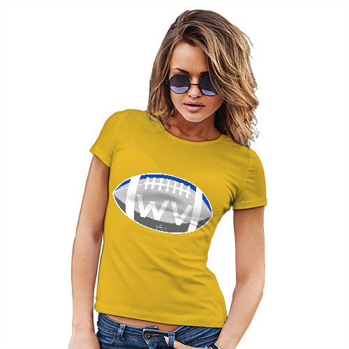 Womens Humor Novelty Graphic Funny T Shirt WV West Virginia State Football Women's T-Shirt Small Yellow