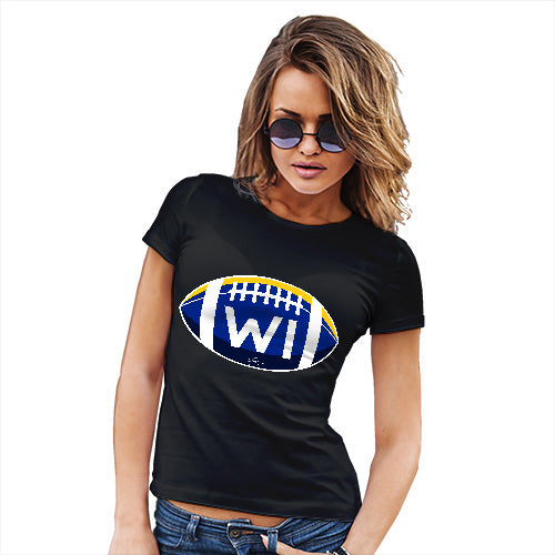 Funny T-Shirts For Women Sarcasm WI Wisconsin State Football Women's T-Shirt Small Black