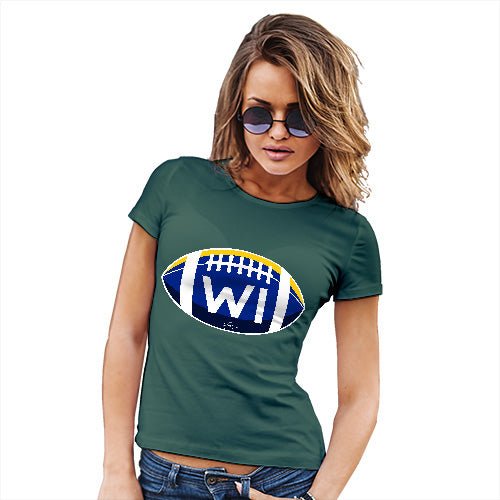 Funny Tshirts For Women WI Wisconsin State Football Women's T-Shirt X-Large Bottle Green