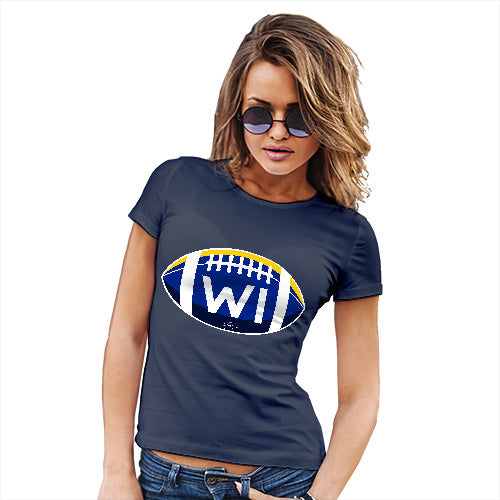 Womens T-Shirt Funny Geek Nerd Hilarious Joke WI Wisconsin State Football Women's T-Shirt X-Large Navy