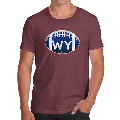 Funny Gifts For Men WY Wyoming State Football Men's T-Shirt Large Burgundy