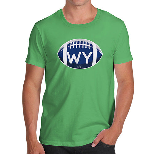 Funny T-Shirts For Men WY Wyoming State Football Men's T-Shirt Medium Green