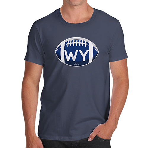 Funny T-Shirts For Men Sarcasm WY Wyoming State Football Men's T-Shirt Large Navy