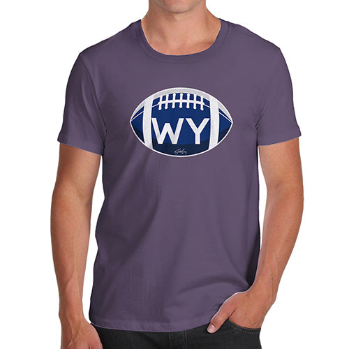 Funny T-Shirts For Men Sarcasm WY Wyoming State Football Men's T-Shirt Medium Plum