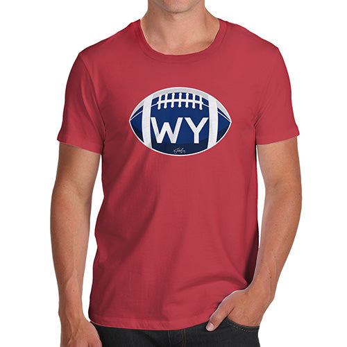 Funny T Shirts For Men WY Wyoming State Football Men's T-Shirt Medium Red