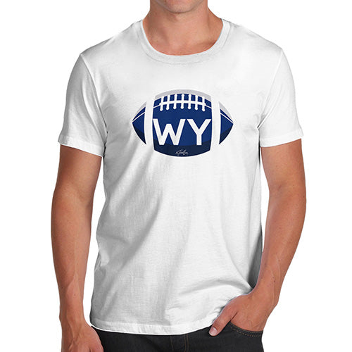 Funny Tshirts For Men WY Wyoming State Football Men's T-Shirt Large White
