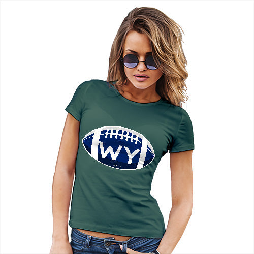 Funny Tshirts For Women WY Wyoming State Football Women's T-Shirt Large Bottle Green