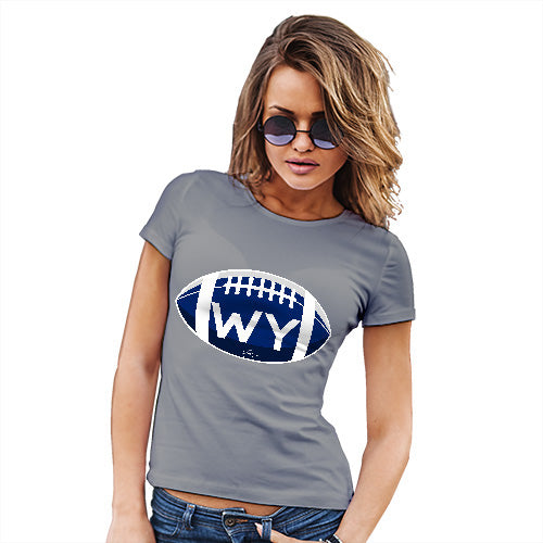 Womens Novelty T Shirt WY Wyoming State Football Women's T-Shirt Large Light Grey