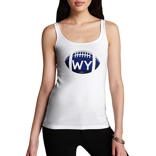 Funny Tank Top For Women WY Wyoming State Football Women's Tank Top Large White
