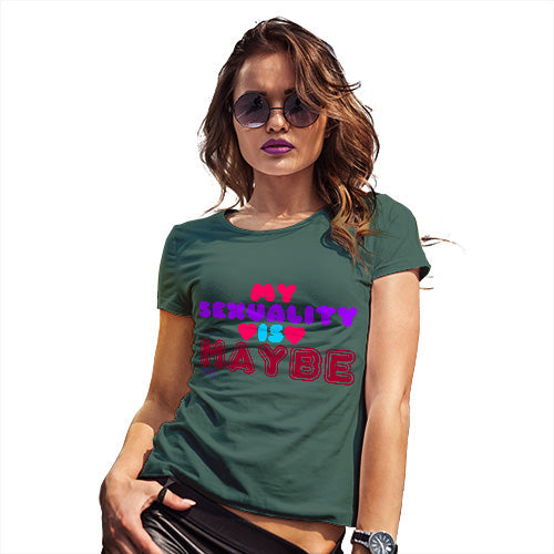 Funny Gifts For Women My Sexuality Is Maybe Women's T-Shirt Small Bottle Green