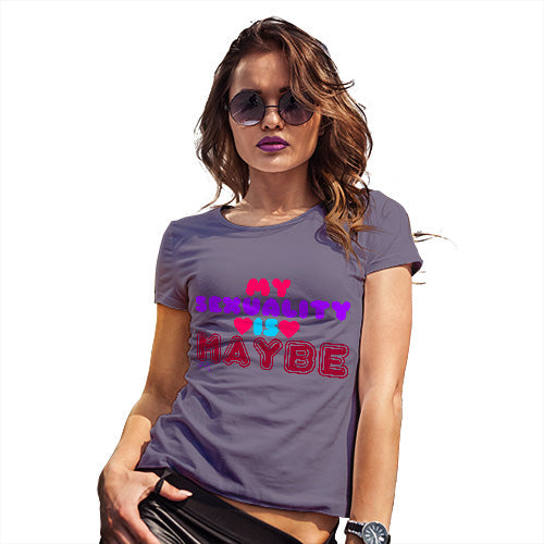 Novelty Tshirts Women My Sexuality Is Maybe Women's T-Shirt X-Large Plum