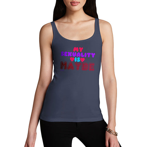 Funny Tank Tops For Women My Sexuality Is Maybe Women's Tank Top X-Large Navy