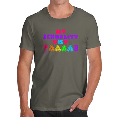 Funny Tshirts For Men My Sexuality Is Yaaaas Men's T-Shirt Small Khaki