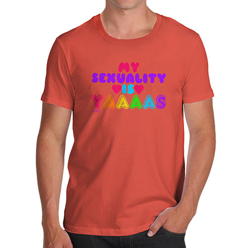 Funny T-Shirts For Men My Sexuality Is Yaaaas Men's T-Shirt Medium Orange