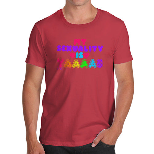 Mens Novelty T Shirt Christmas My Sexuality Is Yaaaas Men's T-Shirt Small Red