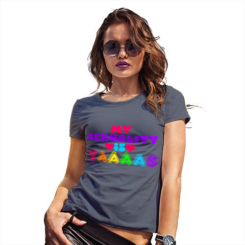 Novelty Gifts For Women My Sexuality Is Yaaaas Women's T-Shirt Large Navy