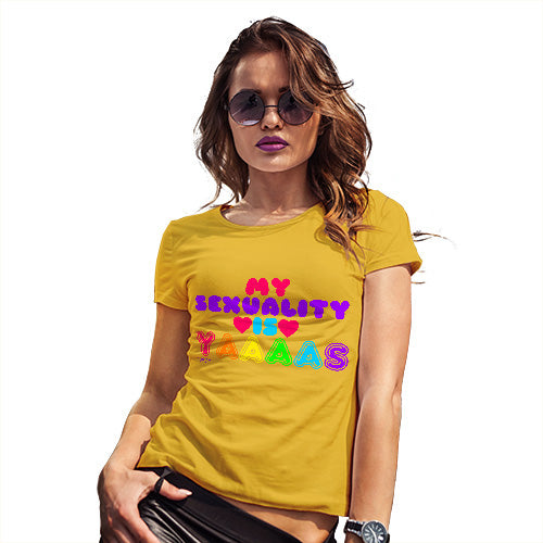Womens Funny T Shirts My Sexuality Is Yaaaas Women's T-Shirt Small Yellow