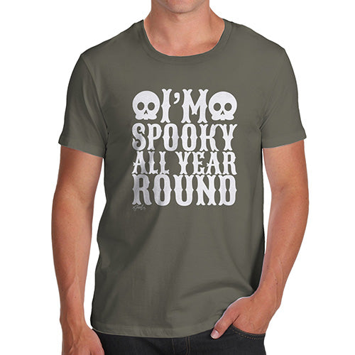 Mens T-Shirt Funny Geek Nerd Hilarious Joke Spooky All Year Round Men's T-Shirt X-Large Khaki