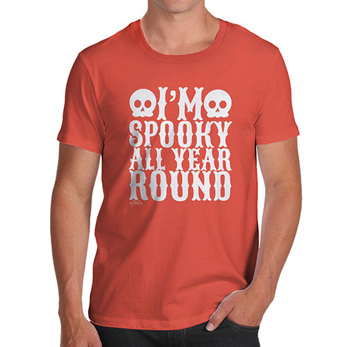Funny Mens T Shirts Spooky All Year Round Men's T-Shirt Large Orange