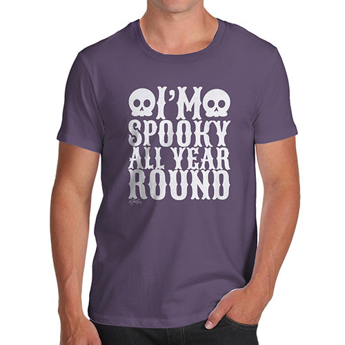 Novelty Tshirts Men Funny Spooky All Year Round Men's T-Shirt Medium Plum
