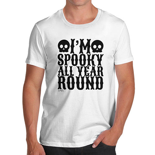Funny Tee For Men Spooky All Year Round Men's T-Shirt Small White
