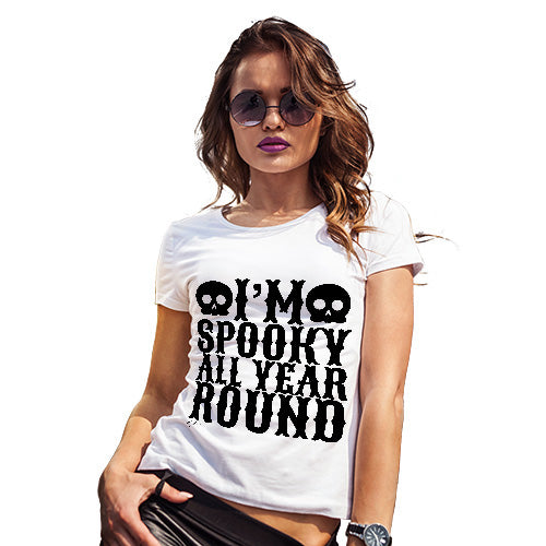 Novelty Gifts For Women Spooky All Year Round Women's T-Shirt Medium White