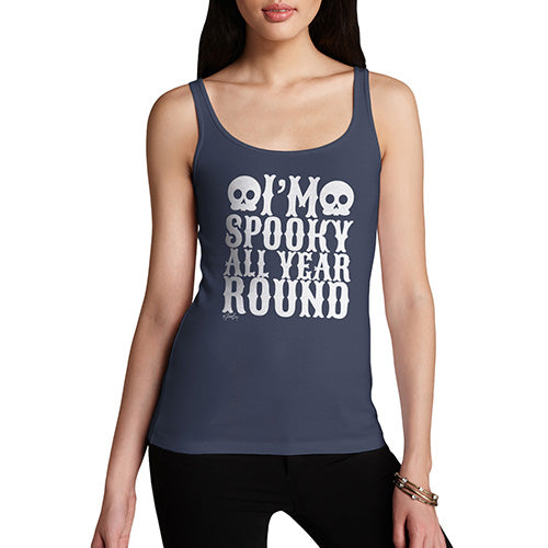 Womens Funny Tank Top Spooky All Year Round Women's Tank Top Medium Navy