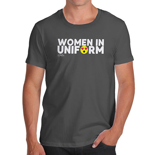 Mens Humor Novelty Graphic Sarcasm Funny T Shirt Women In Uniform Men's T-Shirt Medium Dark Grey