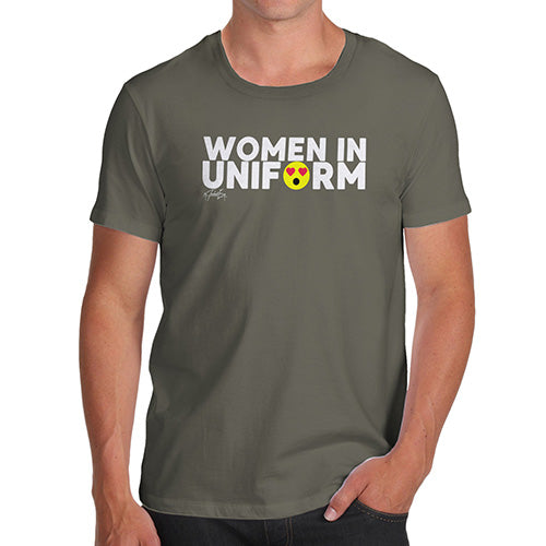 Funny T Shirts For Men Women In Uniform Men's T-Shirt Large Khaki