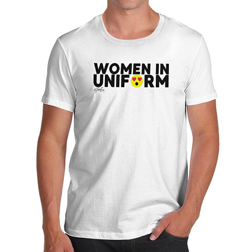 Funny Mens T Shirts Women In Uniform Men's T-Shirt Large White