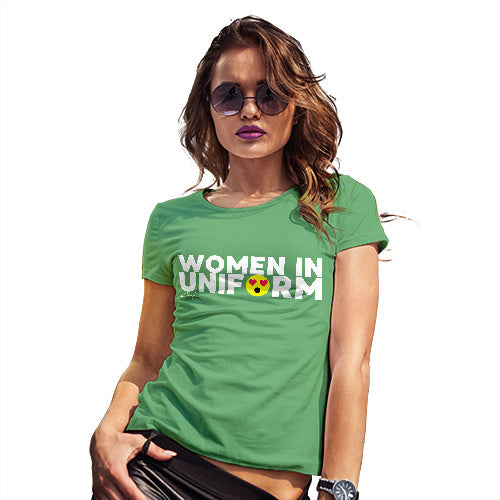 Womens T-Shirt Funny Geek Nerd Hilarious Joke Women In Uniform Women's T-Shirt Small Green