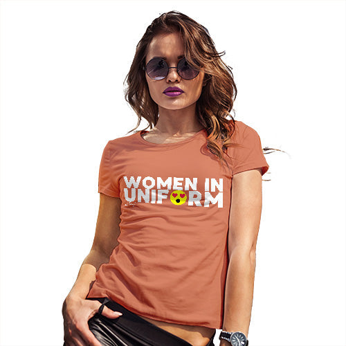 Funny Tshirts For Women Women In Uniform Women's T-Shirt Small Orange