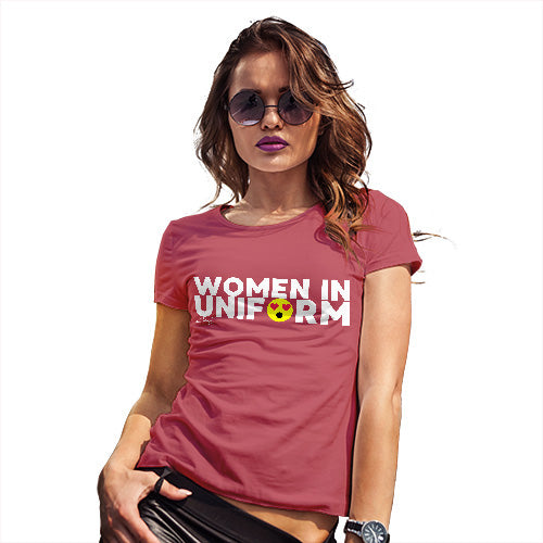 Womens Humor Novelty Graphic Funny T Shirt Women In Uniform Women's T-Shirt Medium Red