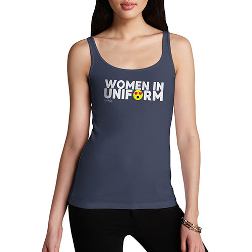 Womens Humor Novelty Graphic Funny Tank Top Women In Uniform Women's Tank Top Medium Navy