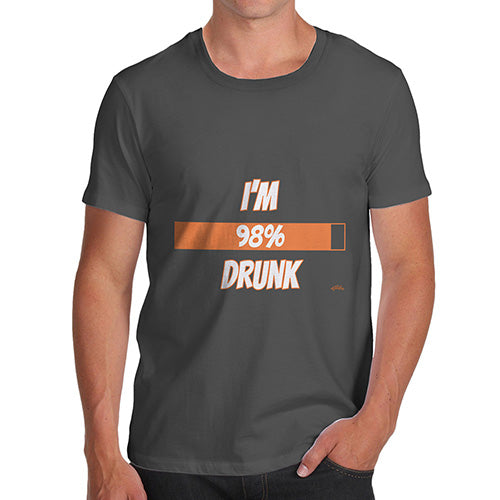 Funny T-Shirts For Men Sarcasm I'm 98% Drunk Men's T-Shirt Small Dark Grey