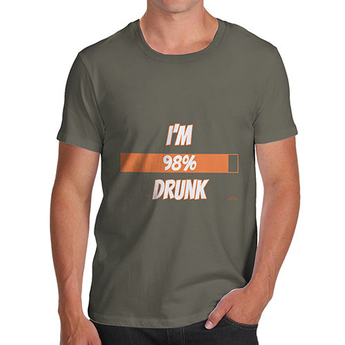 Novelty T Shirts For Dad I'm 98% Drunk Men's T-Shirt Medium Khaki