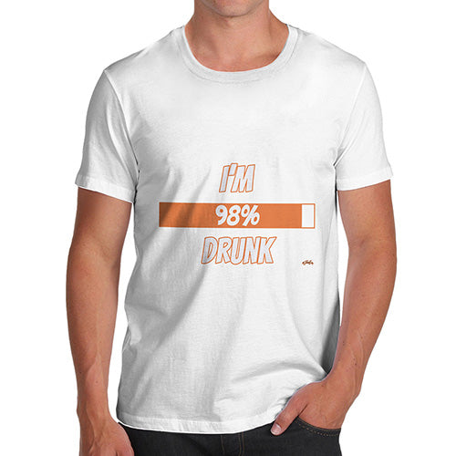 Funny T-Shirts For Men Sarcasm I'm 98% Drunk Men's T-Shirt Small White