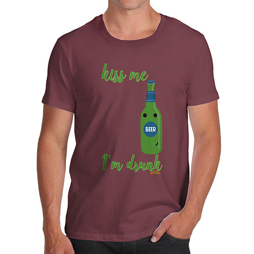 Funny T Shirts For Men Kiss Me I'm Drunk Men's T-Shirt X-Large Burgundy