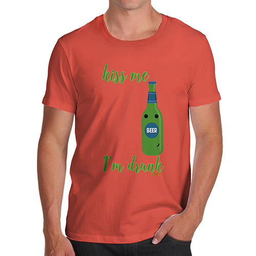 Funny Tee Shirts For Men Kiss Me I'm Drunk Men's T-Shirt Medium Orange