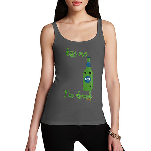 Funny Tank Top For Mum Kiss Me I'm Drunk Women's Tank Top Small Dark Grey