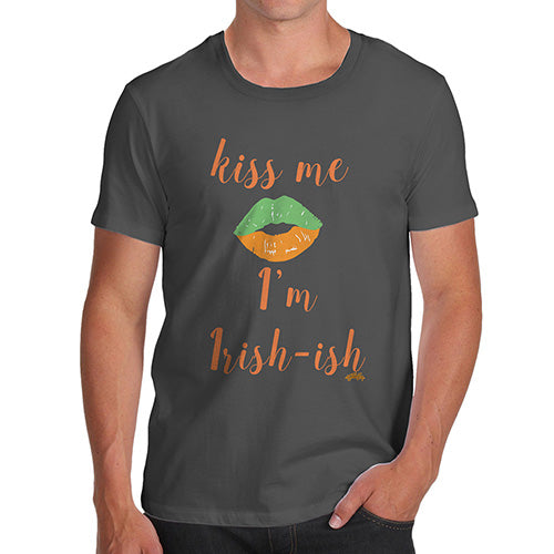 Funny Tshirts For Men Kiss Me I'm Irish-ish Men's T-Shirt Small Dark Grey